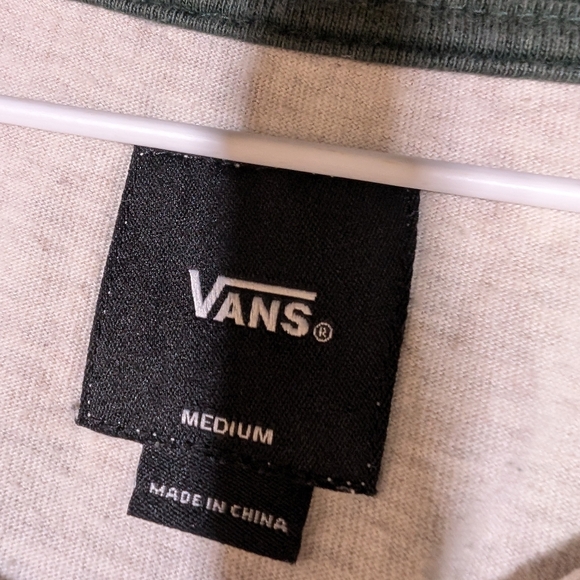 Vans Men's Off-White‎ and Dark Green Long Sleeve Tee - Picture 3 of 11